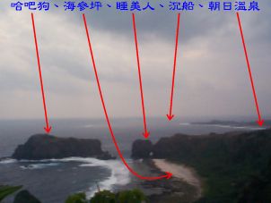 哈吧狗、海參坪、睡美人、沉船、朝日溫泉